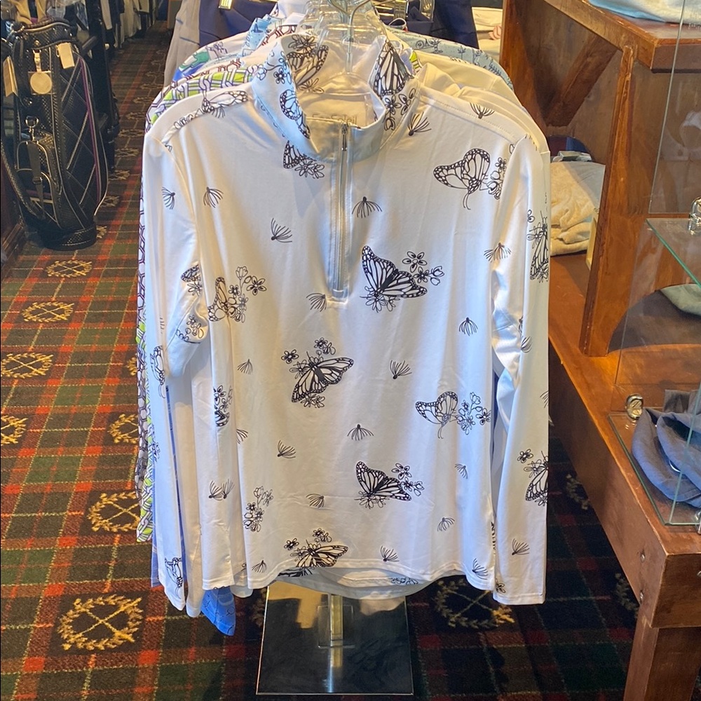 Ladies Sans SOLEIL butterfly print quaterzip